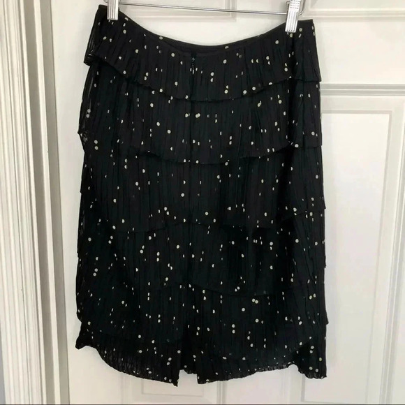 Kay Unger black and gold polkadot ruffle tiered pencil skirt size 4 - Picture 3 of 10